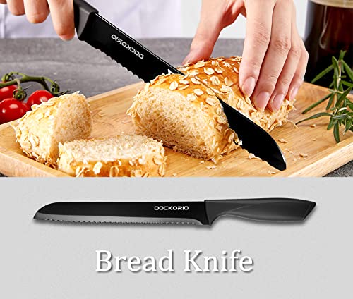 Dockorio Black 19-Piece Kitchen Knife Set with Block - High Carbon Stainless Steel