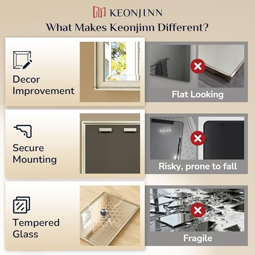 Keonjinn 24 x 30 Inches Rectangular Brushed Nickel Bathroom Mirror with Aluminum Frame