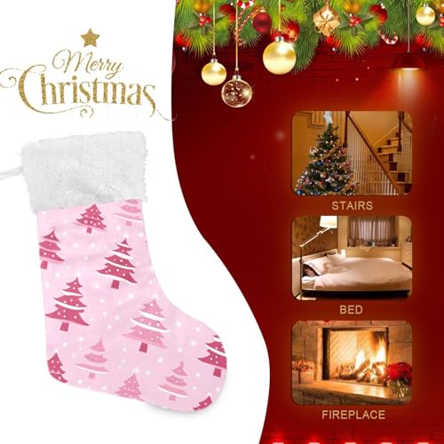 Pink Christmas Stocking 17.7 Inch Large Velvet Fireplace Hanging Gift
