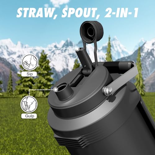 Insulated Water Bottle 1 Gallon - Leakproof, Keeps Cold 48H, Midnight, 128oz
