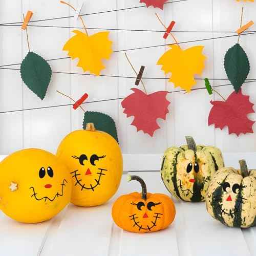 24 PCS Fall Scarecrow Face Stickers, Cute Scarecrow Vinyl Decals, Scarecrow Faces for Crafts Wall Decals Stickers Halloween Thanksgiving Christmas Glass Window DIY Craft Sticker