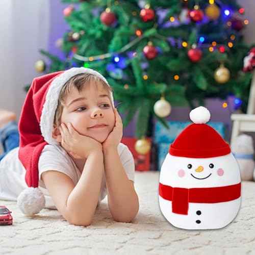 Snowman Plush Toy Snowman Stuffed Animal Cute Christmas Snowman Plushies Pillow Soft Plushie Doll Gifts for Kid Decor, Christmas Snowman Plush(11 Inch)