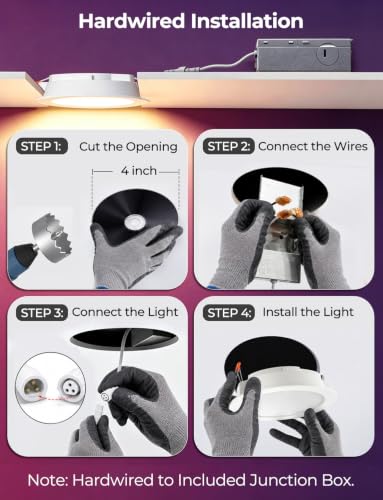 ILC 4 Inch RGB Recessed LED Downlight with Voice & App Control, 6 Pack