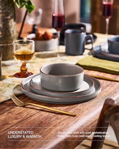 Famiware Nebula Ridge Multicolor 16-Piece Dinnerware Set with Pasta Bowls for 4