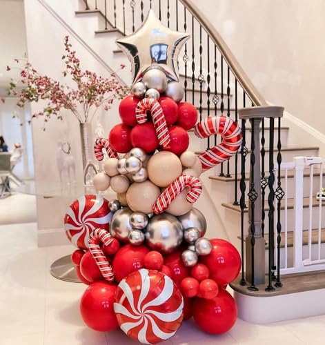 Wecepar Christmas Balloon Arch Kit with Candy Cane & Star Balloons – 115ft Garland Set