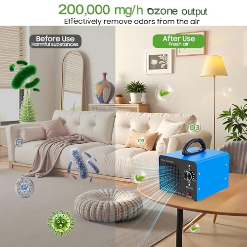 High Capacity Ozone Generator Machine 200,000mg/h for Odor Removal - Blue