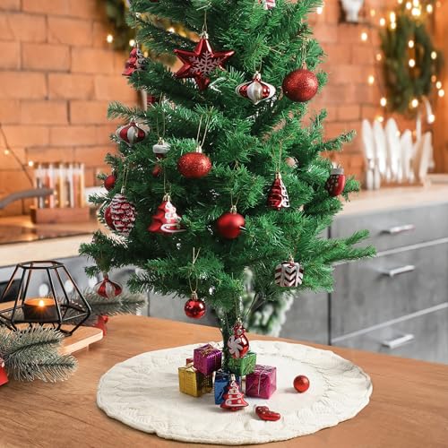 Mr. Pen 24-Inch Knitted Christmas Tree Skirt with Braided Pattern