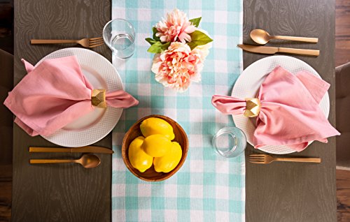DII Fringed Check Table Runner 14x72 in Aqua – Tabletop Home Decor