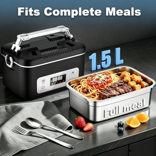 Cordless Electric Heated Lunch Box, 25000mAh Auto Heating Timer