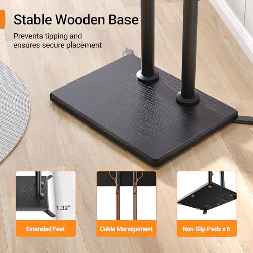 Universal Floor TV Stand for 32–75 Inch Televisions - Height-Adjustable with Solid Wood Base & Swivel Mount - Supports Up to 110 lbs - Anti-Tip & Stable Design