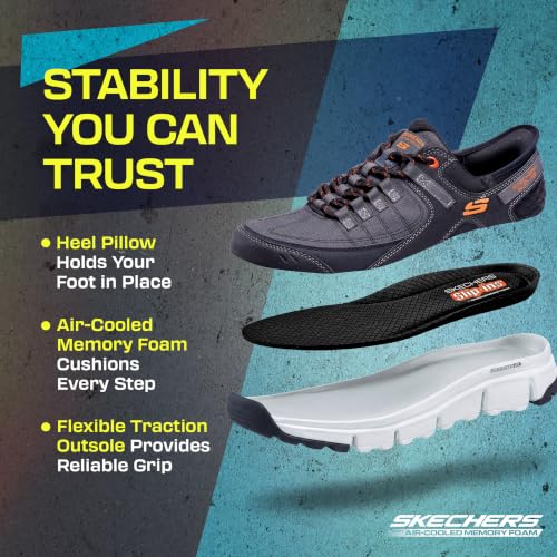 Skechers Men's Summits AT Slip-On Sneakers Gray/Orange Size 11