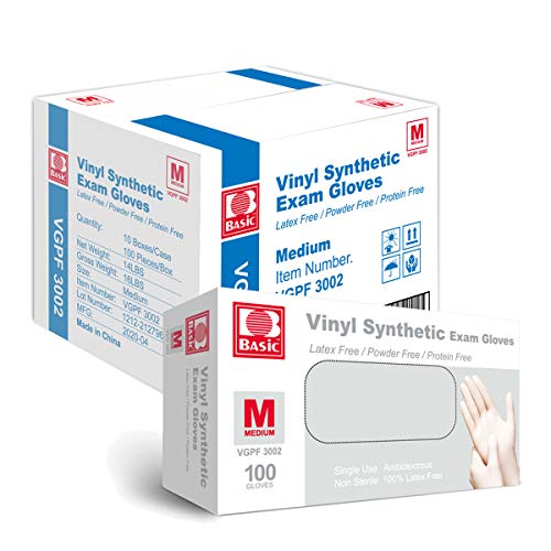 Medical Clear Vinyl Exam Gloves - Latex-Free Powder-Free Medium (Case of 1,000) - Disposable Gloves