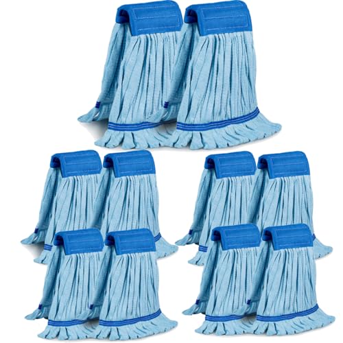 10-Pack Large Microfiber Mop Refill Heads - 400 GSM Commercial Wet Mop Replacement - Blue - Variation of THIS listing