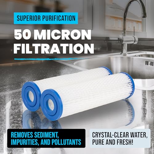 10 Inch Sediment Filter Cartridges 50 Micron for Cold Plunge Baths - 4 Pack