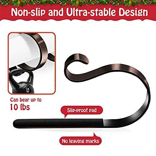 Loncaster Christmas Stocking Holders for Mantle Set of 6, Non-Slip Adjustable Stocking Holders, Stocking Hanger for Christmas Party Decorations(Bronze)
