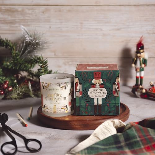 Festive Nutcracker 6oz Soy Wax Candle — Christmas Scented Sugar Plum Aromas, Gift Box