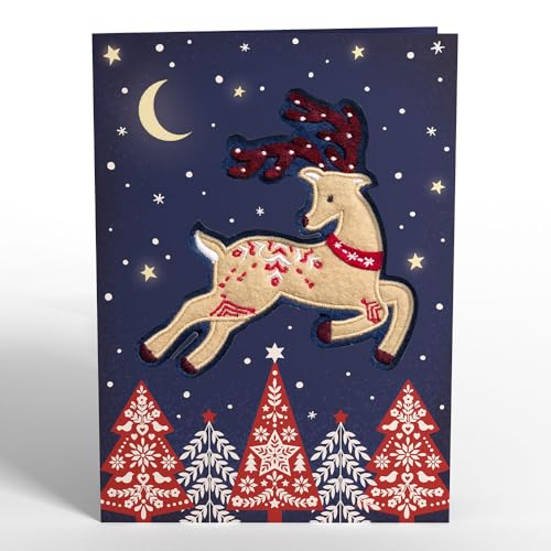 Lovepop Prancing Reindeer HeartFelt Charm Card with Envelope – 5x7 (Variation: Prancing Reindeer Heartfelt Charm Card)