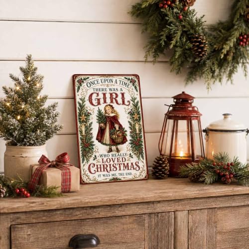 Hannial Christmas Lover Sign Victorian Girl Holiday Wall Decor 8x12 Inches