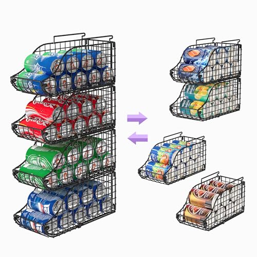 Sonyabecca 4-Pack Stackable Can Rack Organizer for Kitchen Pantry, Black