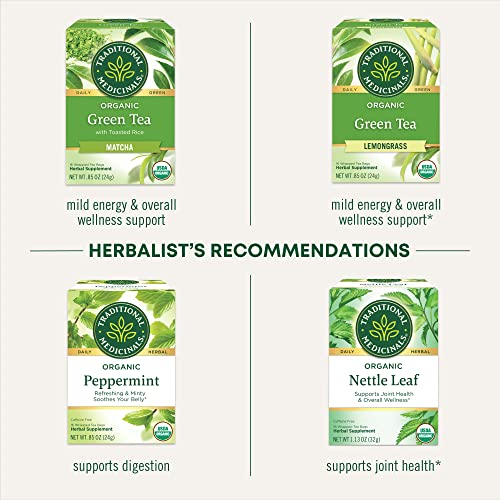 Organic Green Tea with Ginger Pack of 6 - 96 Tea Bags Each - Invigorating & Digestive Support