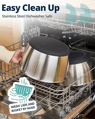 Large Stainless Steel Salad Spinner 6.34 Qt BPA-Free Kitchen Dryer
