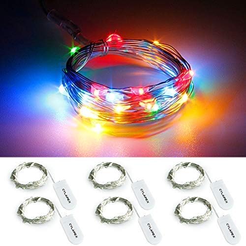 CYLAPEX LED Fairy Lights - 6 Pack Multicolor Battery Operated String Lights | 7ft 20 LEDs for Christmas & Parties