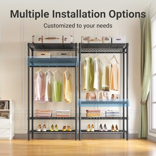 V1 Medium Portable Garment Rack - Black, Space-Saving Closet Organizer