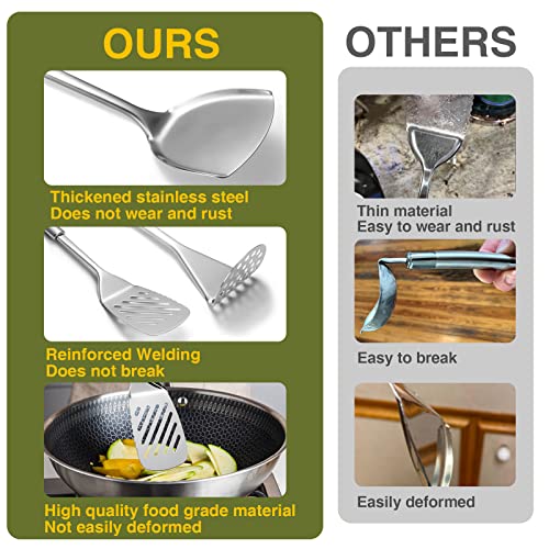 Stainless Steel Kitchen Utensil Set - 28 Pcs Cooking Tools with Color Variation