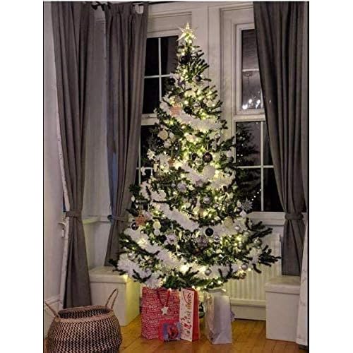 CCINEE 33FT Christmas Tinsel Garland,White Metallic Garland for Christmas Tree Party Indoor Outdoor Decoration