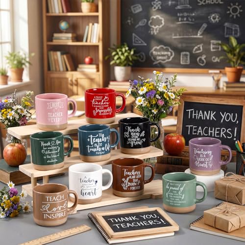 Didaey 20 Pcs Teacher Appreciation Coffee Mug Set, Pastel Color, 13 oz, Bulk Gifts