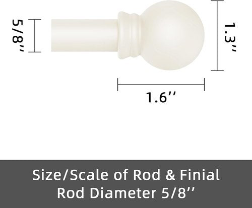 GXOACKJ Heavy Duty Decorative Curtain Rods | Ivory White, 48 to 84 Inches, Includes Brackets
