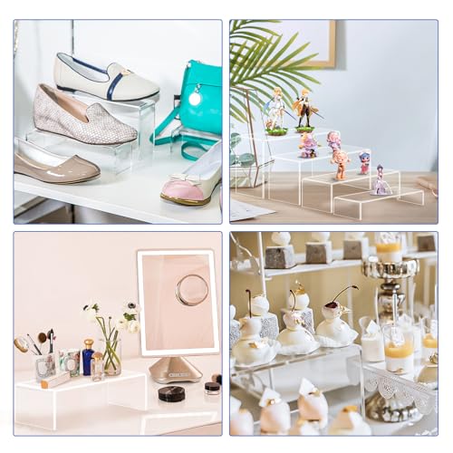 Aheroi 16-Piece Clear Acrylic Risers Display Stands - 4 Sizes, Model: 16Pcs-Clear-Rectangle