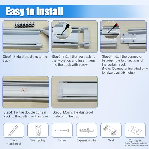 Double Curtain Track Ceiling Mount 10.2ft Silent Aluminum Rod System White Variation of THIS listing