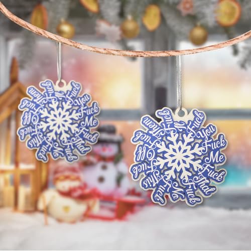 Funny Ornaments for Adults Blue Snowflake Christmas Decorations (2