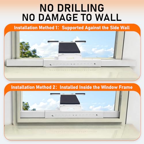 No Drill Window AC Bracket Support - Supports Up to 165 lbs, Adjustable for Small Windows - Variation of No Drilling, Up to 165lbs