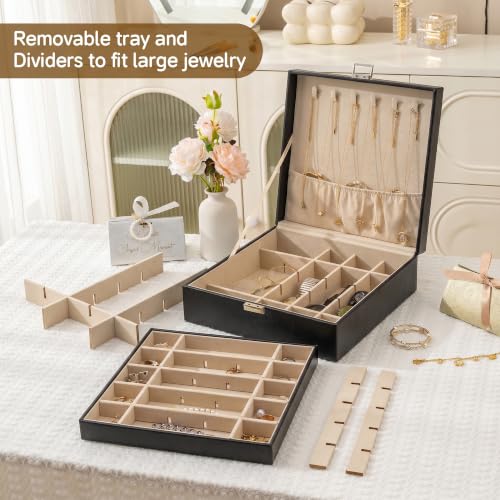 Black 50 Grid Earring Holder Organizer Jewelry Box for Women – 2 Layers