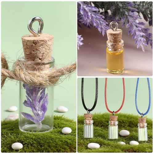 16PCS Small Glass Bottles With Cork Lids, 1ml Mini Wishing Bottles, Clear Decorative Bottle, Tiny Jars for Christmas, Halloween, Wedding Party Decorations, DIY Arts and Crafts (10x30mm/0.4x1.18Inch)