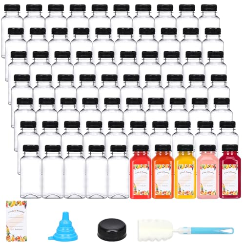 Moretoes 8oz Juice Bottles with Caps - 144 Pack, Reusable Food Grade PET