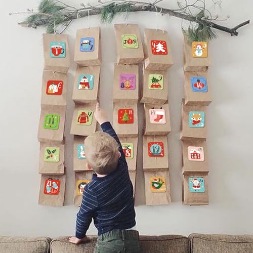 Lucleag 250PCS Christmas Advent Calendar Number Stickers for Kids, Adorable 1-25 Christmas Number Stickers Christmas Calendar Stickers for Christmas Crafting DIY Labels Gift Sealing Stickers