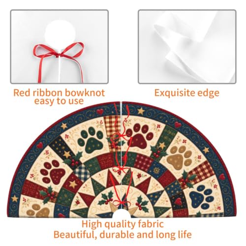 Medium Paw Christmas Tree Skirt 36 Inch Xmas Decor Not Quilted – Betyiwling