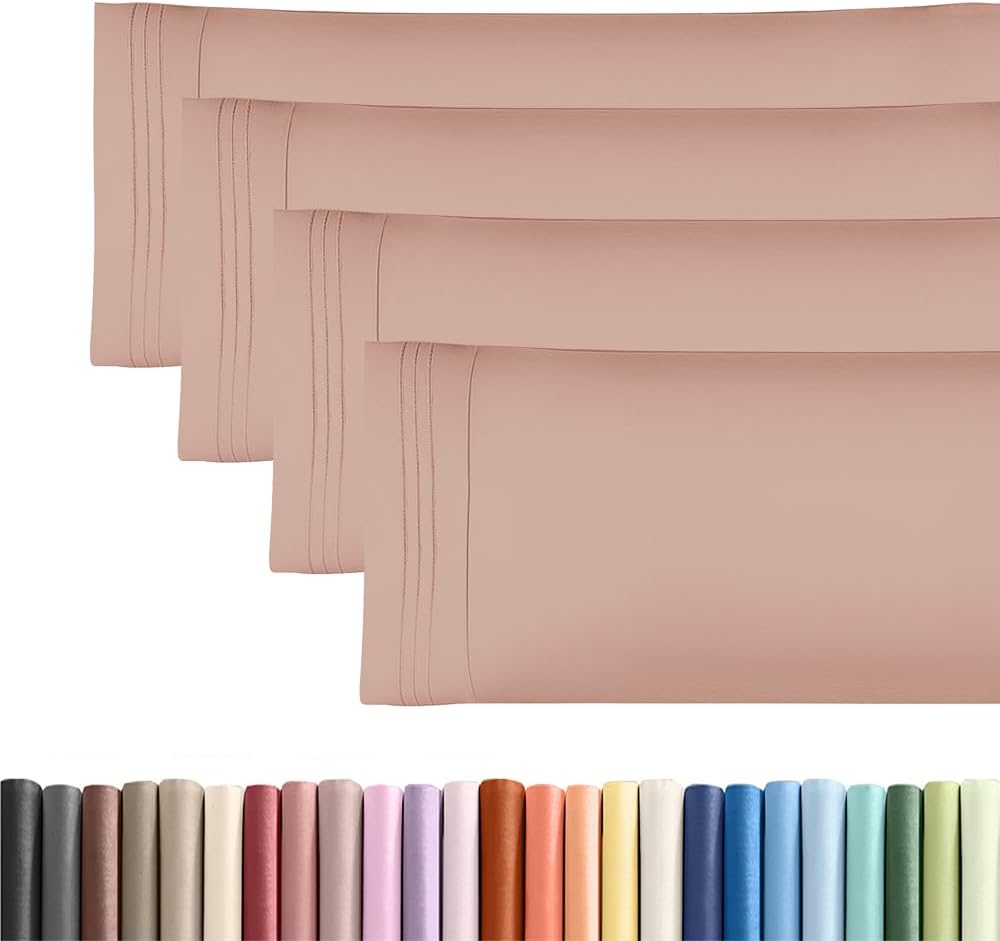 Skiennix Body Pillowcases Set of 4 | Soft 20x54 Long Pillow Covers for Side Sleepers - Cozy & Breathable (Mauve)