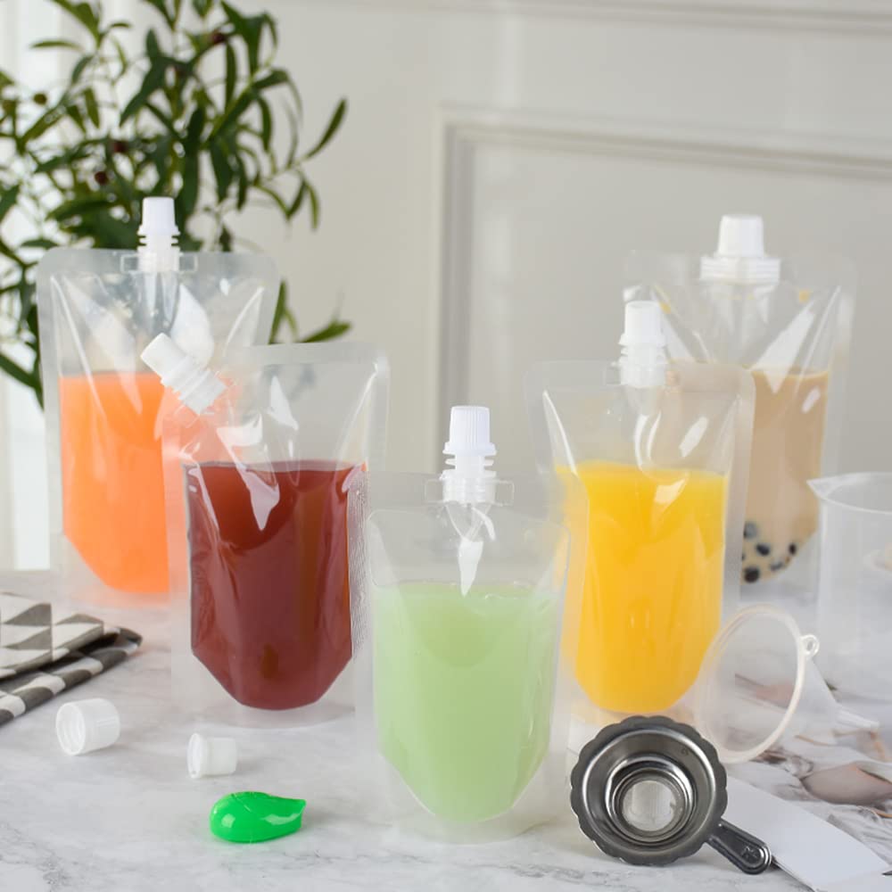 Juice Travel Plastic Bags Portable Collapsible Beverage Bag | Leakproof Foldable Water Carrier for Outdoor Hiking, Camping & Seed Storage | Food-Grade BPA-Free Liquid Container