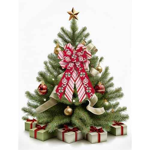 2 Rolls Christmas Ribbon for Wreath Bows Wrapping Gifts, Red Pink Candy Cane Ribbon for Gift Wrapping Party Supplies Decoration DIY Crafts 2.5" X 10 Yard Wired Winter Christmas Wreath Ribbon