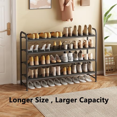 4 Tier Long Shoe Rack Organizer for Closet - Black