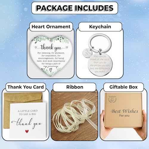 Thank You Gifts for Women, Men, Teacher Appreciation Gift Ornament, Appreciation Keychain Gift, Thank You Card for Women, Christmas Ornament Gifts for Coworker, Manager, Boss, Mentor HH864