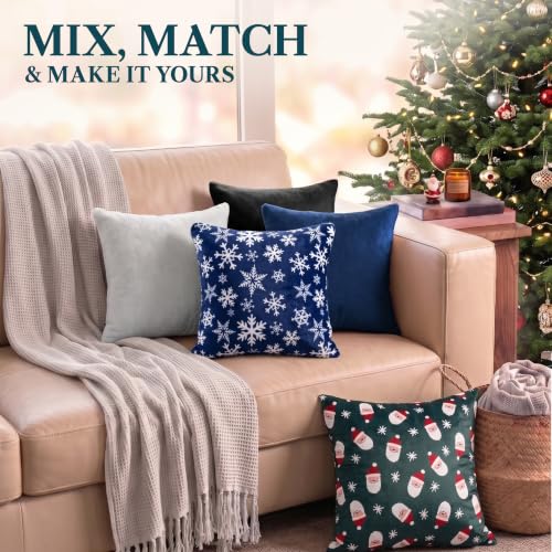 PAVILIA Snowflake Blue Holiday 18x18 Velvet Pillow Covers Set of 2