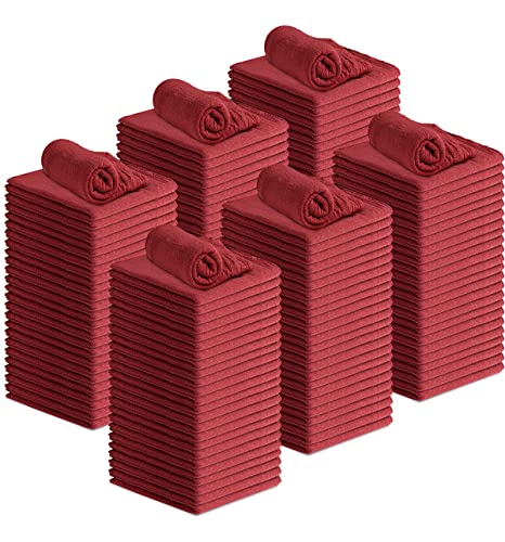 Red Cotton Shop Towels 14x12 Inches Pack of 150 - Absorbent Multi-Purpose Cleaning Rags