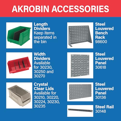 Akro-Mils 30235 Clear Plastic Storage Bins - 11x11x5 Inch Stackable Organizer (6-Pack) - Storage Bins Only