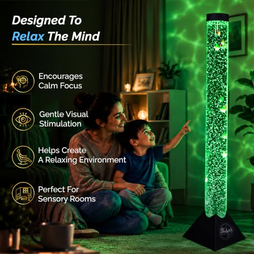4FT Sensory Water Bubble Tube Floor Lamp - 16 Color Changing Aquarium Light Without Bracket