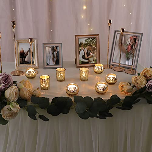Gold Assorted Votive Candle Holders - 24 Pcs Mercury Glass Tea Light Holders